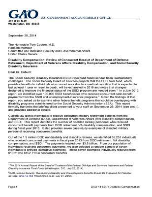 Read Disability Compensation: Review of Concurrent Receipt of Department of Defense Retirement, Department of Veterans Affairs Disability Compensation, and Social Security Disability Insurance - U.S. Government Accountability Office file in ePub