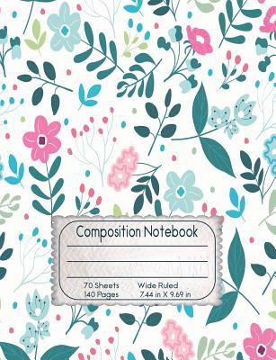 Read Floral Watercolor Composition Notebook: Pink and Blue Flower Pattern Design Wide Ruled Lined Entry Writing Book - Harbor Creek Journals file in PDF