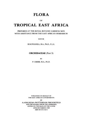 Read Online Flora of Tropical East Africa: Orchidaceae (Part 3) - P. Cribb | ePub